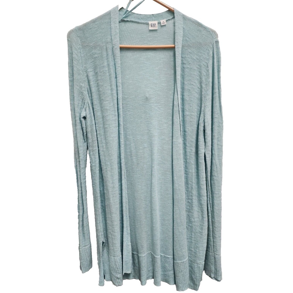 Gap Cardigan Womens Medium Mint Green Open Lightweight Long Minimalist Capsule
